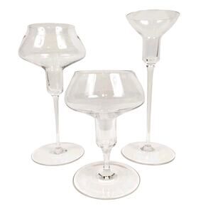 3 Riedel Tyrol Crystal Graduated Candlestick Holders Made In Austria - Mint